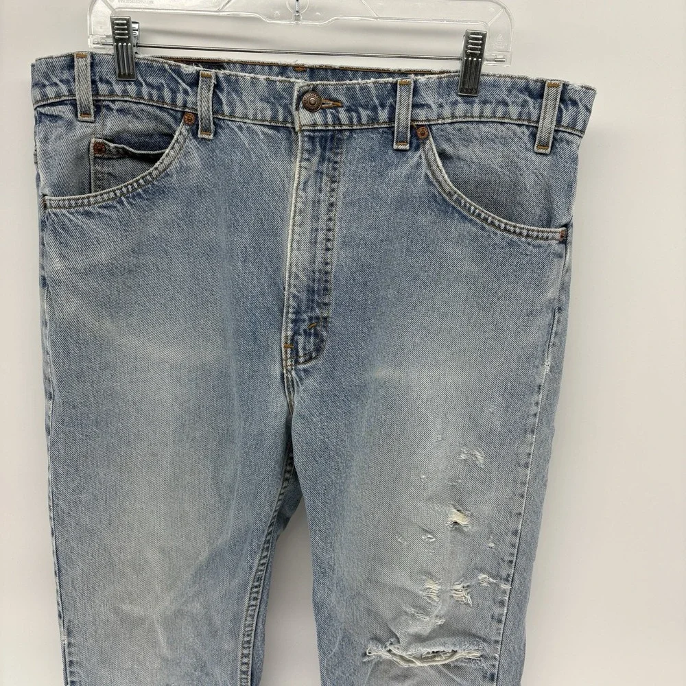 Vintage 90s Levi's 505 Jeans Orange Tab Light Wash Made In USA Men 37X28